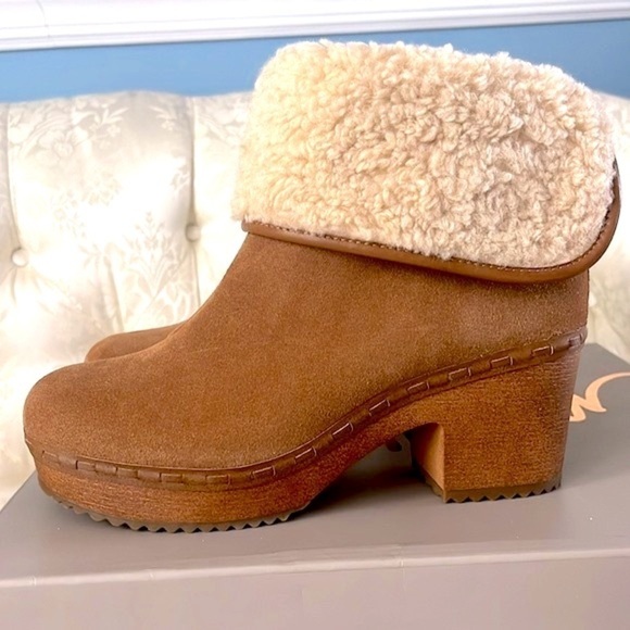 Brand New Crown Vintage Genuine Suede Seloina Ankle Booties w/ Faux Fur Cuff - Picture 3 of 16